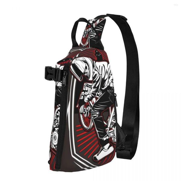 Bolsas de lona calavera motocicleta carreras mano bandolera pecho bolsa hombres Casual hombro mochila para senderismo Cruz en diagonal