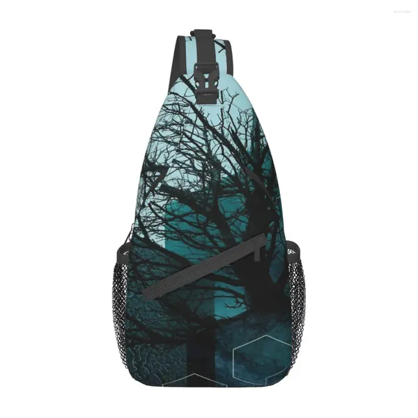 Sacs Duffel Sac de poitrine géométrique d'arbre de sarcelle Tissu de polyester à la mode sur un joli cadeau personnalisable