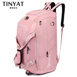 Bolsas de lona TINYAT Bolsa de viaje de gran capacidad para mujer Mochila de fin de semana Damas Deportes Yoga Equipaje Crossbody femenino multifunción 230724