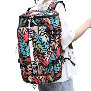 Sacs polochons TINYAT Print Leaf Sac de voyage pour femmes Sac à dos de week-end Dames Sports Grande capacité Bagages Multifonction Bandoulière 230223