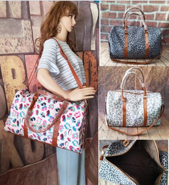 Bolsas de lona Bolsa de viaje Colorido Leopardo Estampado Equipaje Moda Almacenamiento de mujer Bolso de corta distancia