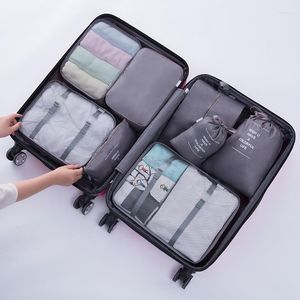 Sacs polochons ensemble de sacs de voyage en nylon cube d'emballage étanche vêtements portables tri organisateur bagages fourre-tout 8 pièces / ensemble système pochette de rangement T703