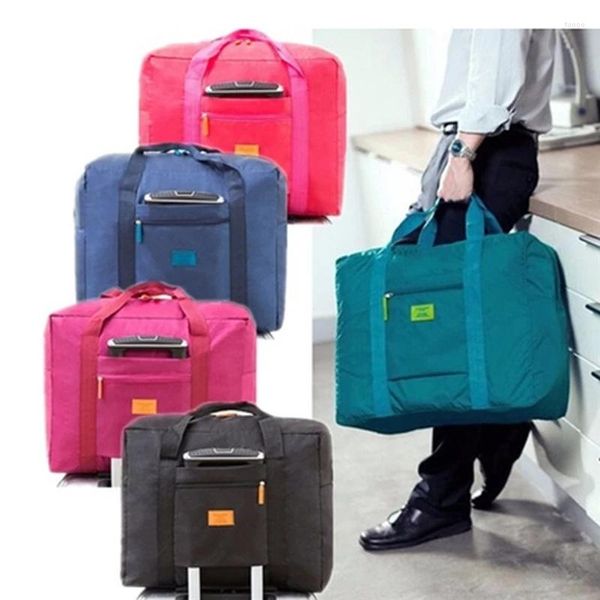 Bolsas de lona de viaje de gran tamaño de nailon plegable impermeable bolsa de equipaje de almacenamiento de equipaje de mano 42 17 35cm