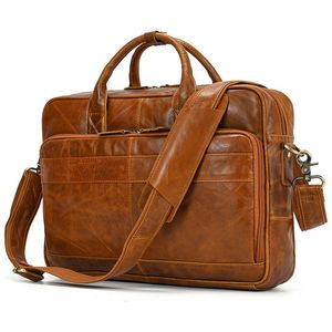 Sacs polochons Voyage Hommes Sac à main en cuir véritable Mallette d'affaires masculine pour ordinateur portable 15,6 pouces Mode Véritable sac à bandoulière en cuir de vachette 230714