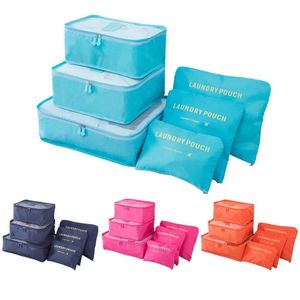 Sacs bouffés de voyage Cubes d'emballage 6pcs / ensemble Organisateur à bagages Bag de garde-robe Carie de valise Pouche de porte