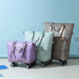 Sacs à bouffées Sac de rangement de voyage extensible avec des roues roulantes détachables pour la maison 36-55L Luggage Easy