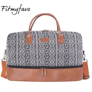 Duffel Bags Weekder Overnight Bag For Women Boheemse stijl handbagage met aparte schoenencompartiment Tote