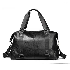 Bolsas de lona Weysfor Bolsa de viaje casual PU Cuero Hombres Bolsos Multifunción Gran capacidad Negro Mens Messenger Tote