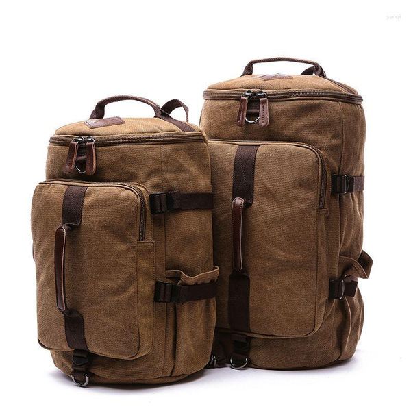 Sacs polochons Weysfor hommes grande capacité voyage sac à dos toile bagages épaule sac de sport cylindre étanche en cuir solide décontracté