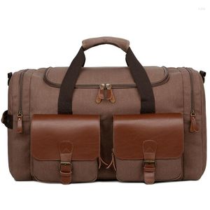 Sacs Duffel Weysfor Sac de voyage Toile multifonction en cuir bagage à main hommes fourre-tout grande capacité utilitaire week-end nuit