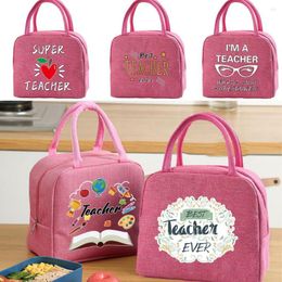 Duffel Bags Women Children School Trip Lunch Picnic Dinner Cooler Food Canvas Handtassen Leraar PRINT Geïsoleerde thermische draagbare reizen