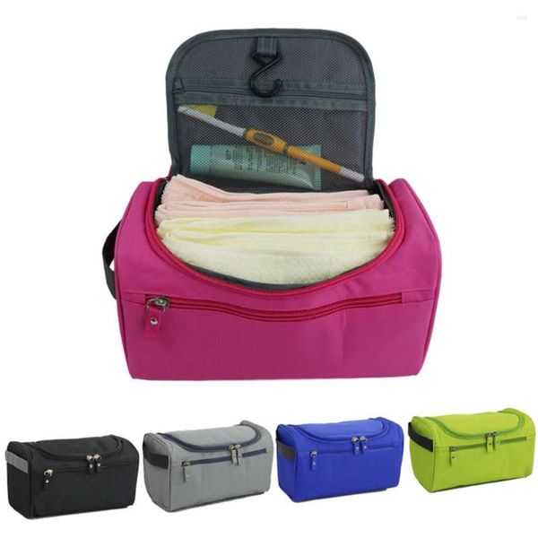 Bolsas de lona para mujer, bolsa de cosméticos de viaje para maquillaje, organizador de artículos de tocador de tela Oxford, neceser de almacenamiento impermeable, lavado de baño colgante