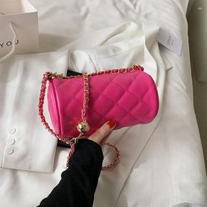 Sacs bouffées de voyage de mode pour femmes Plaid à glissière rose zipper décontracté pack de jeunes filles paquet cylindrique