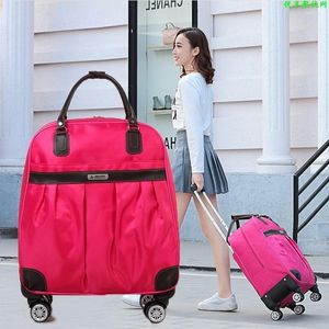 Plunjezakken vrouwen reizen bagage handtas meisjes trolley cabine waterdichte oxford rollende koffer dame op wielen sleepzak