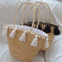 Duffel Bags dames taille tas handgeweven tassel decoratie mode schoudervakantie reistas sac kinderen pography props