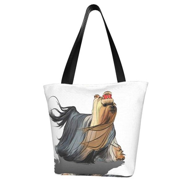 Bolsas de lona Yorkshire Terrier Dog, In Show Shopping Bag Tela estética Bolso al aire libre Moda femenina