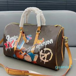 Sac de sport hommes femmes Graffiti Designer sacs de voyage en cuir week-end bagages fleurs créatives