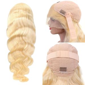 DUGPOB 32 pouces 180% de densité Body Wave Front Wig Hair Human 613 HD Lace Frontal pré-cueilli les perruques blondes sans glue sans gluées pour les femmes