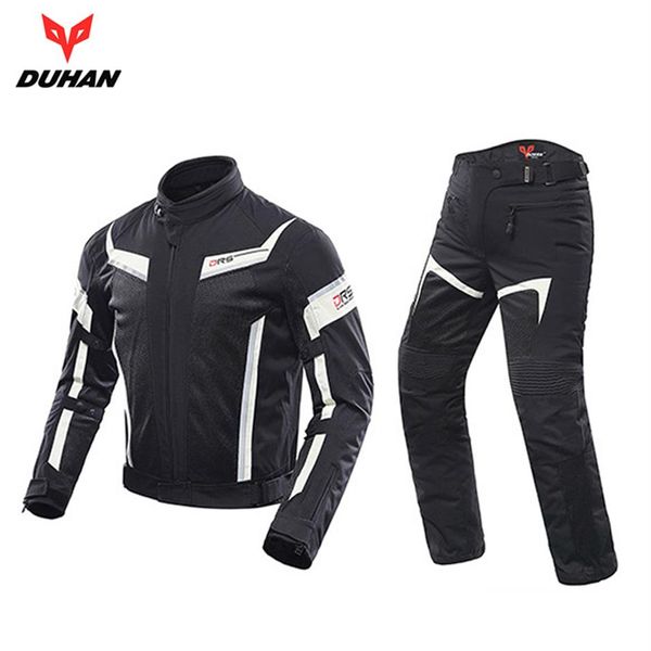 DUHAN Hommes Moto Veste Pantalon Respirant Racing Veste Moto Combinaisons Équitation Vêtements Ensemble D-06225S