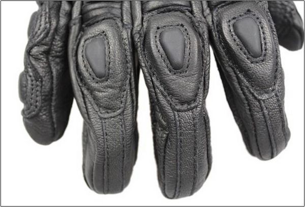 DUHAN Gants de moto en cuir Gants complets pour hommes Gants de course tout-terrain Gants de moto en fibre de carbone Résistance aux chutes M L X303D