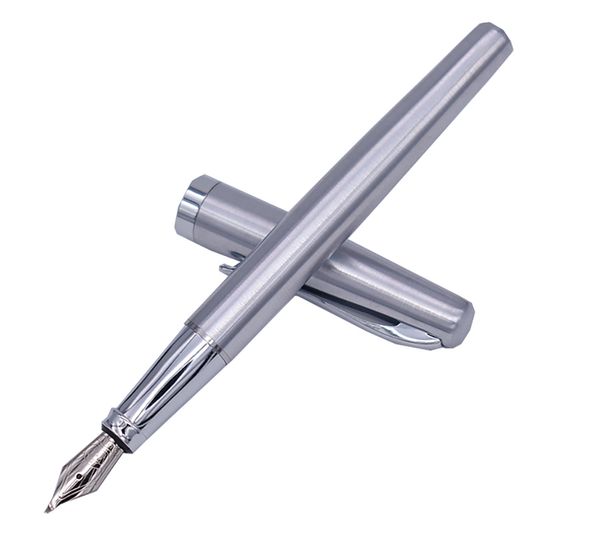 Duke 209 Stylo plume de calligraphie en acier Fude Bent Nib, stylo cadeau d'écriture de couleur argent pur pour la peinture / bureau / maison 201202