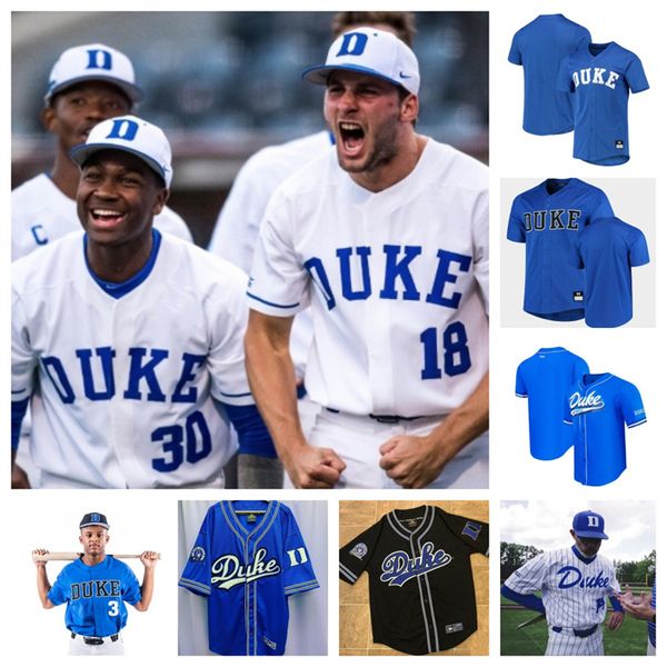 DUKE BLUE DEVILS 40 Tyler Albright 35 David Boisvert 46 Maillot de baseball Caleb McRoy 15 Collin Bosley-Smith 49 Owen Proksch 36 Jimmy Romano Cousu sur mesure