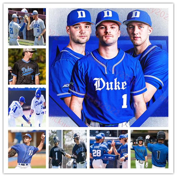 Maillot de baseball Duke Blue Devils 23 Michael Seander 33 Roman DiGiacomo 28 Bryce Jarvis 3 J.Walker Duke Maillots cousus sur mesure pour hommes et jeunes