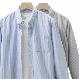 Dukeen Nieuwe Mannen Casual Tops Gestreept Shirt Losse Top Cott Vest Lente En Herfst Lg-Mouwen Shirts W9Jq #