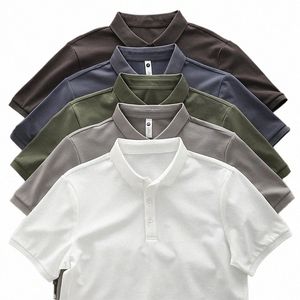 Dukeen Polos de couleur unie pour hommes Vêtements de golf à manches courtes Été Corée Style T-shirts unis Vêtements pour hommes Blouse blanche n63G #