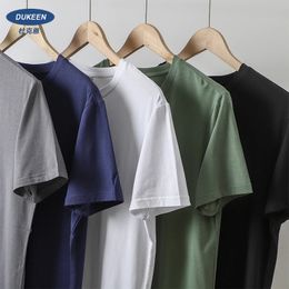 Dukeen Summer Thin Ice Silk T-shirt For Men Crew Neck manche courte Casual Fitness Tops Plain Modal Cotton Tees surdimensionné 240408