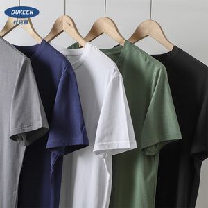 Dukeen Summer Thin Ice Silk T-shirt For Men Crew Neck Neck Short Soft Fitness Tops Plain Modal Cotton Tees surdimensionné 240411