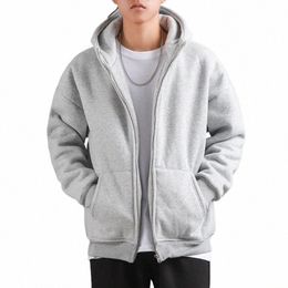 Dukeen Winter Hoodies voor Mannen met Fleece Dikker Warme Zip-Up Capuchon Casual Effen Kleur Vrouw Kleding Wit Zwarte Jas 3518 #