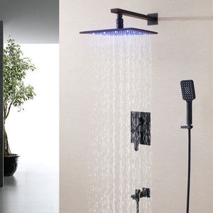 DULABRAHE ensemble de robinets de douche de salle de bains 250X250 LED pomme de douche à pluie sensible à la température robinet mitigeur de bain