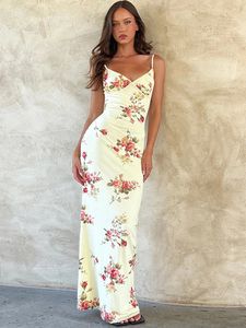 Dulzura Floral Print Strap MIDI Robe pour femmes Bodycon Sexy Party Clothes 2024 Summer Long Y2k Evening Holiday 240417
