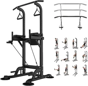 Halters Toren Dip Bar Station Optrekstandaard Voor Home Gym Verstelbare krachttraining Fitnessapparatuur 330 LBS Met rugleuning