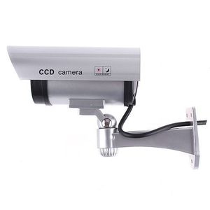 Dummy Camera Silver Waterproof Valse Emulational Outdoor Fake Dummy Security Camera Foy met IR Draadloze Knipperende Rode LED