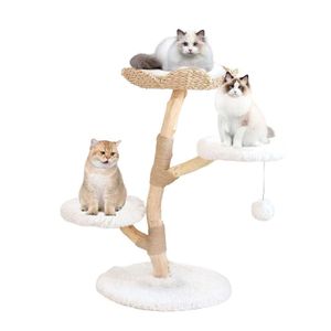 Duneasypet Modern natuurlijk houten klimtoren binnenmeubilair voor katten