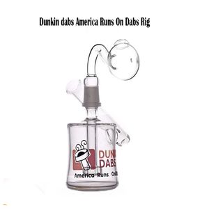 Dunkin Dabs American Runs on Dabs Mini deux fonctions Clear Mini Bubbler Glass Ash Catcher en ligne Percolateur Pipe de conduite d'eau Big Bong