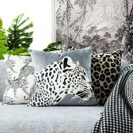 Dunxdeco Cushion Cover Decoratieve Kussensloop Moderne Animal Collection Leopard Print Soft Fluwelen Coussin Sofa Chair Decorating Y200104