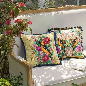 Funda de cojín DUNXDECO funda de almohada decorativa artística británica bosque antiguo lujo terciopelo sofá silla ropa de cama Coussin 210401