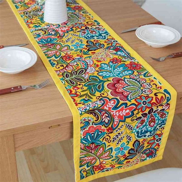 DUNXDECO chemin de Table coton nappe chinois National flore imprimer vacances fête bureau décoration sol tissu 210708
