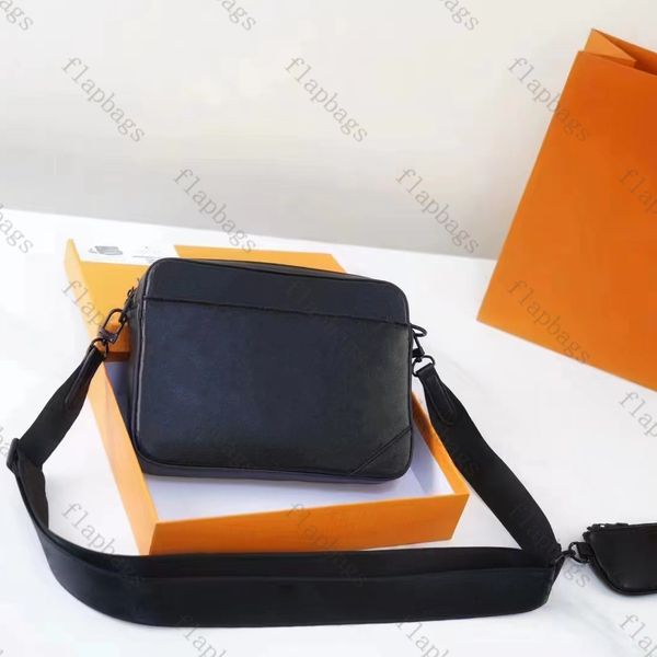 Duo diseñador bolso de mensajero hombres bolsos cruzados para hombre bolso de hombro negro bolsos de viaje diseñador mujer bolso bolsos con correa de nylon bolso de cuero con caja