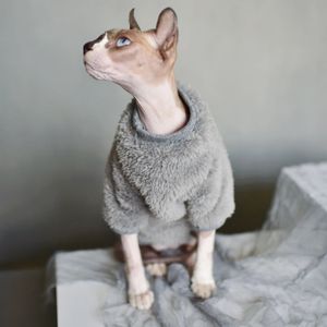 DUOMASUMI Suéter cálido para mascotas Ropa para gatos Sphynx Moda Ropa suave para gatos Confort engrosado Invierno Esfinge Ropa para gatos sin pelo 240226