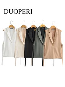 DUOPERI veste femmes Blazer Gilet sans manches Gilet mode décontracté Streetwear femme Gilet hauts veste femme 220715