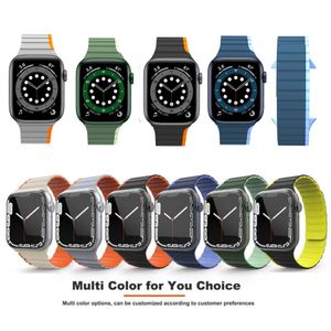 Bracelet de bracelet en silicone à boucle magnétique Duotone Bracelet intelligent pour Apple Watch Series 3 4 5 6 7 8 9 Ultra SE Ultra2 40/41Mmm 44/45mm 49mm Bandes