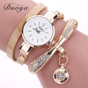 Duoya Brand Bracelet Watches for Women Luxury Gold Crystal Fashionz Polshorwatch Clock Ladies Vintage Watch Dropshipping