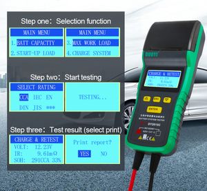 DUOYI DY2015C Auto Batterij Tester 12 V 24 V Lead-Acid Analyzer Auto CCA 100-1700 SOH Integrated Printer Draagbare meeteenheid