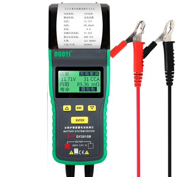 Duoyi LED Screen Car Battery Tester Imprimante 12V Automotive Power Electronic Load Battery Analyzner Mesurer Test Repair Dy2015b