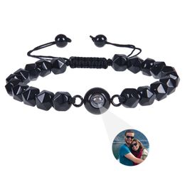 Duoying – Bracelet en obsidienne avec Photo en pierre naturelle taillée, 8mm, personnalisé, bijoux