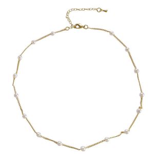 Duoying Oem Collier De Perles Nuevo diseño Mujeres Chapado en oro Collar de perlas delicadas naturales